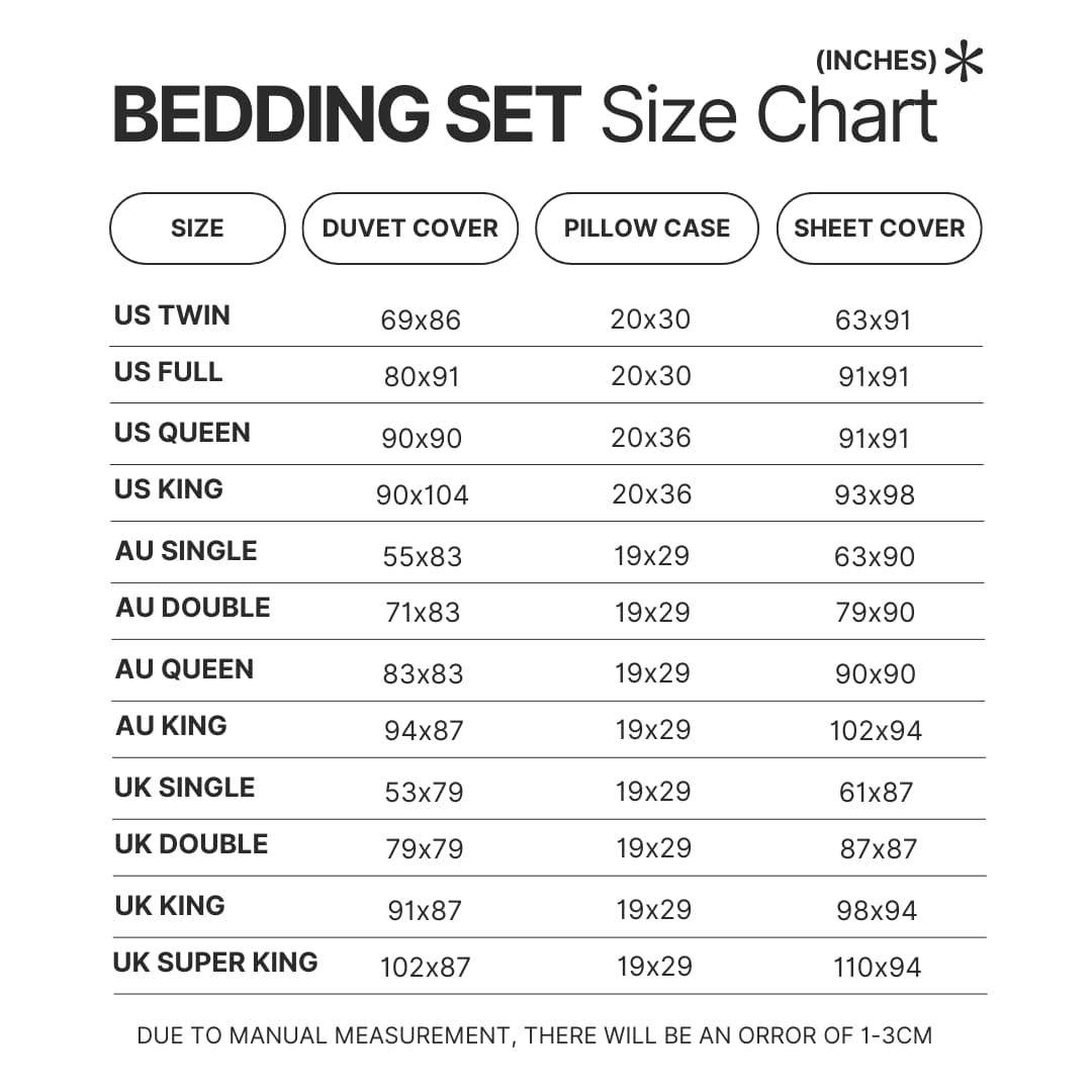 Bedding Set Size Chart 1 - Howl’s Moving Castle Store