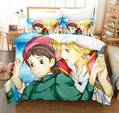 Cartoon Movie Howl s Moving Castle Bedding Set Anime Duvet Cover Pillowcase Kids Bed Set Twin.jpg 640x640 1 - Howl’s Moving Castle Store