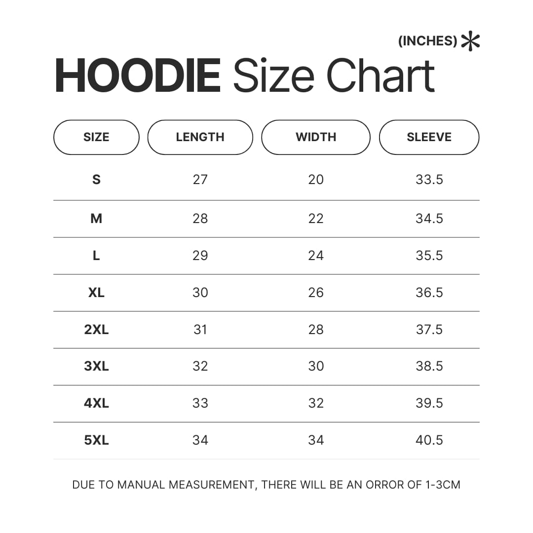 Hoodie Size Chart - Howl’s Moving Castle Store