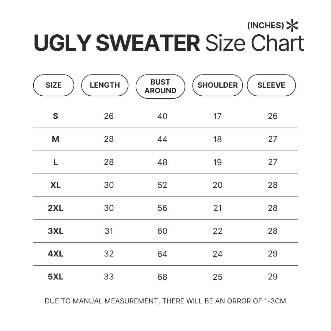 Ugly Sweater Size Chart - Howl’s Moving Castle Store