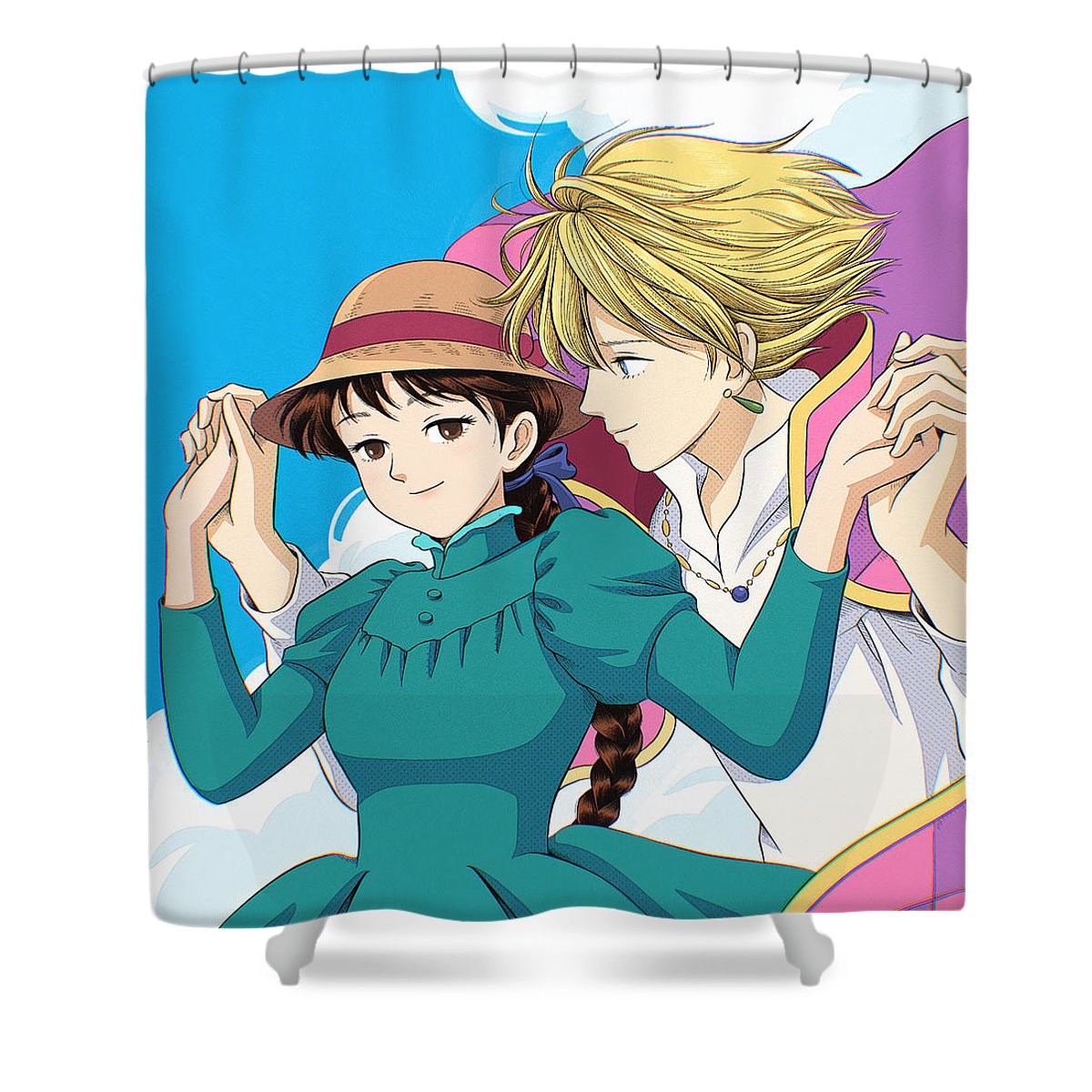 Howls Moving Castle Howl And Sophie Fanart Shower Curtain Howls Moving Castle Store 2007